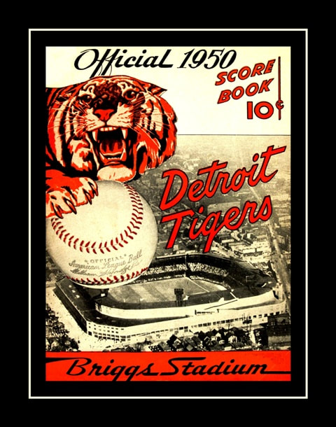 1950 Vintage Detroit Tigers Scorebook Cover - Digital Reproduction - Print  or Matted or Framed