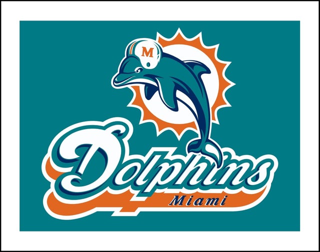 Miami Dolphins Leaping Fish Logo Poster, NFL Memorabilia
