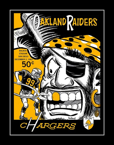 Vintage 1962 Chargers, Raiders Poster, Pro Football Memorabilia Wall Art  Gift