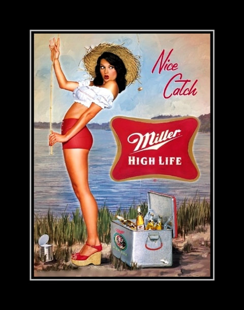 Rare Miller Beer Fishing Poster, Unique Gift, Instant Download