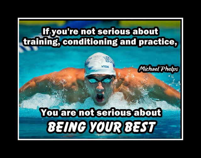 Michael Phelps American Swimmer Motivation Inspiration Quote Poster Photo B&W