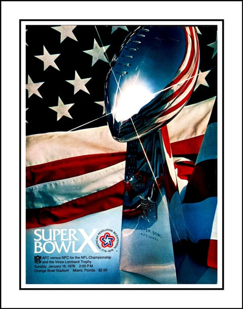 Rare 1976 Super Bowl X Poster Print, Steelers, Cowboys, Unique Gift