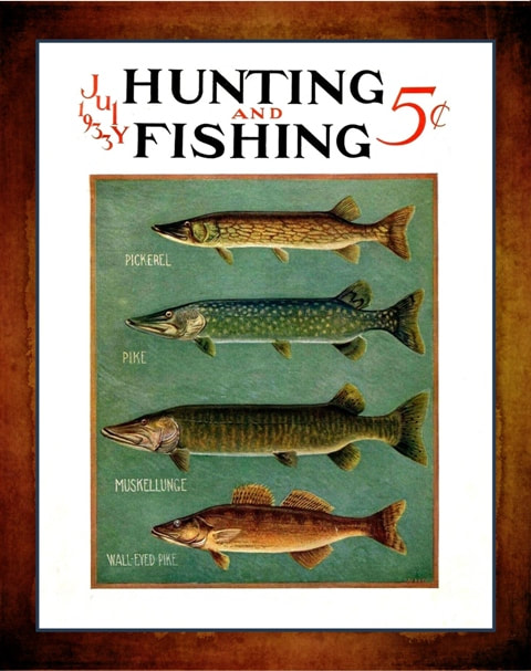 Unique Hunting & Fishing Poster Gift, Cabin Decor Gift 1933 July