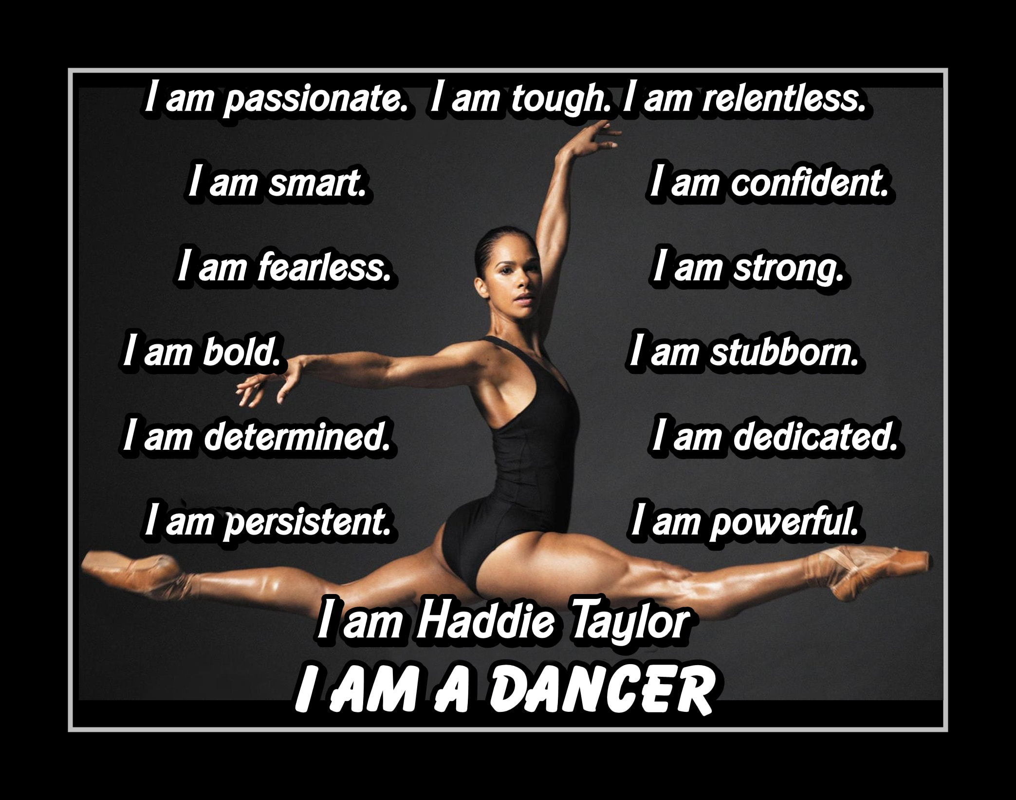 Personalized 'I am a Dancer' Misty Copeland Ballerina Quote Poster