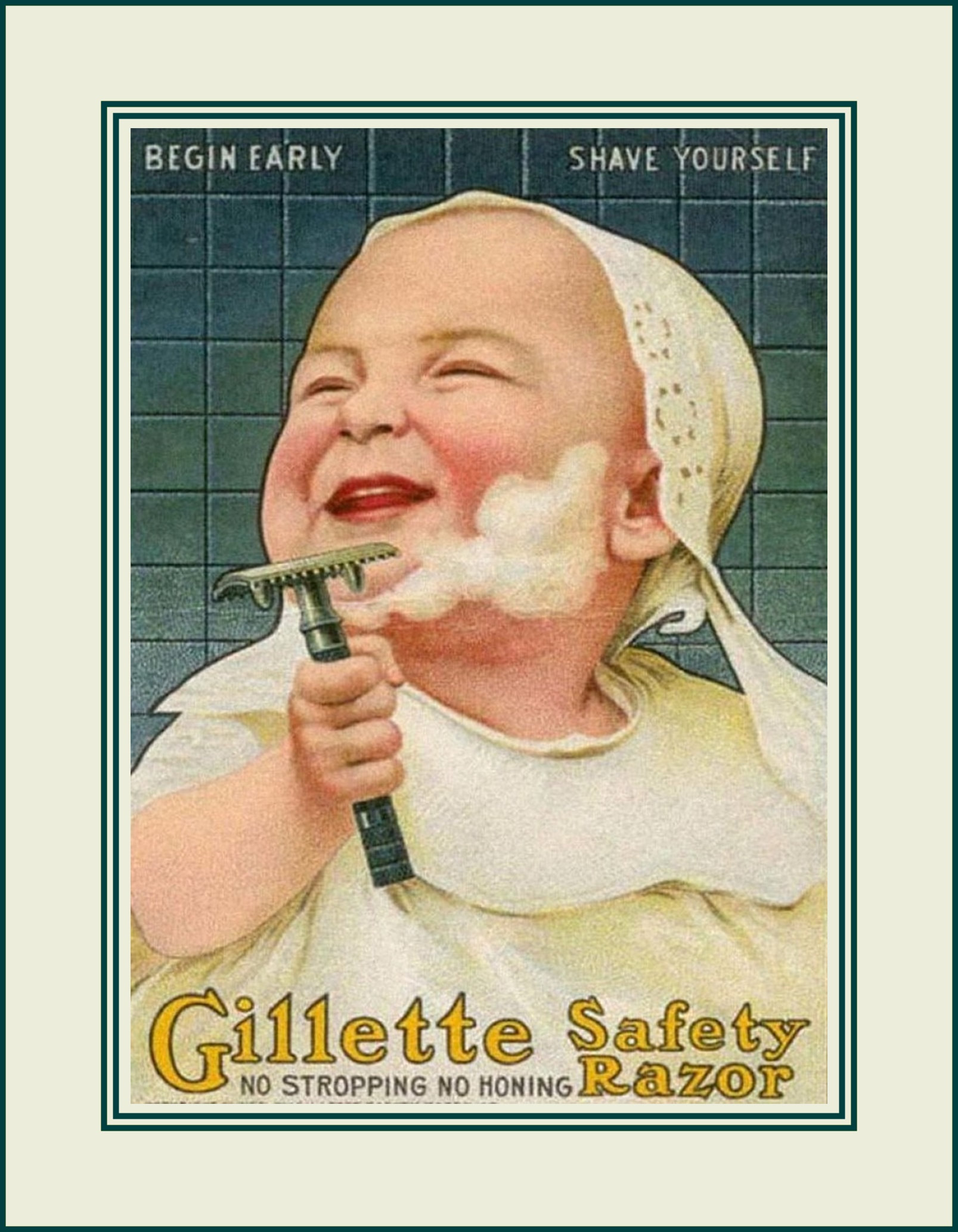 Gillette2 Poster Classic Vintage Retro Print Picture Shaving Advert Handsome Man