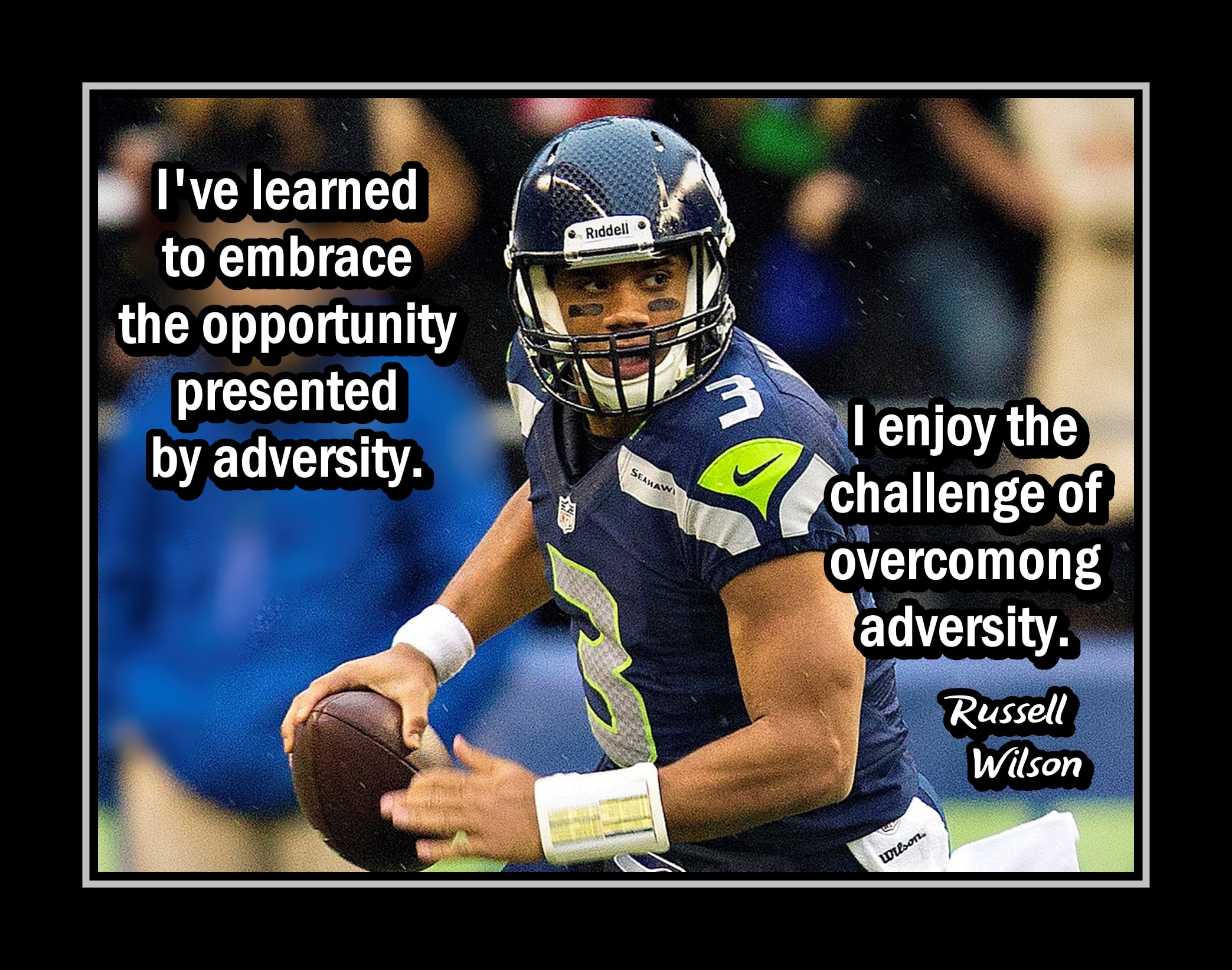 Russell Wilson Adversity Is Opportunity Quote Poster 4 Nfl Football Motivation Wall Art Arleyart Com