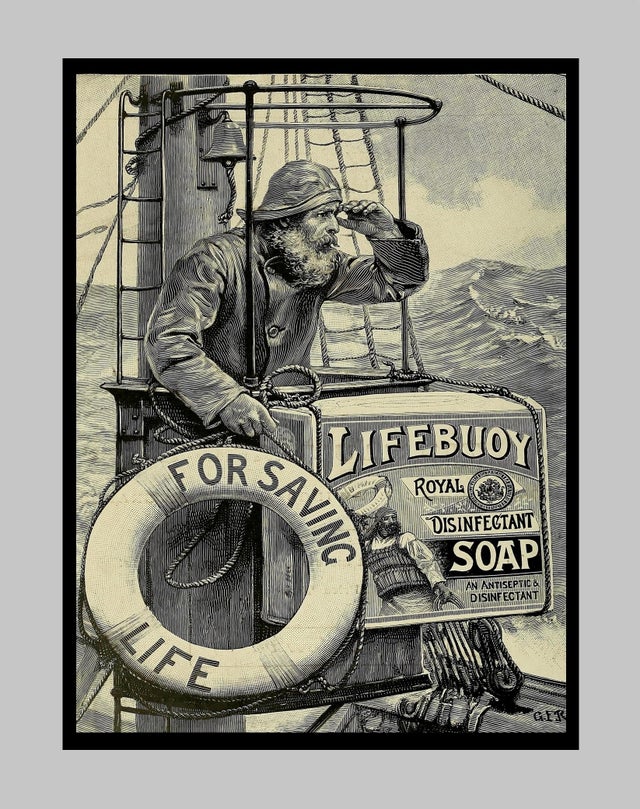 Vintage Lifebuoy Soap Ad Poster Sailor Wall Art Men S Bathroom Decor Gift Arleyart Com - Mens Bathroom Wall Decor