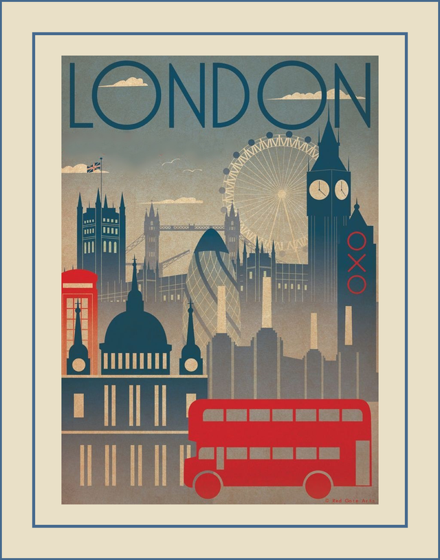 Vintage London Cityscape Poster #2, Illustration, Wall Art Print Gift ...