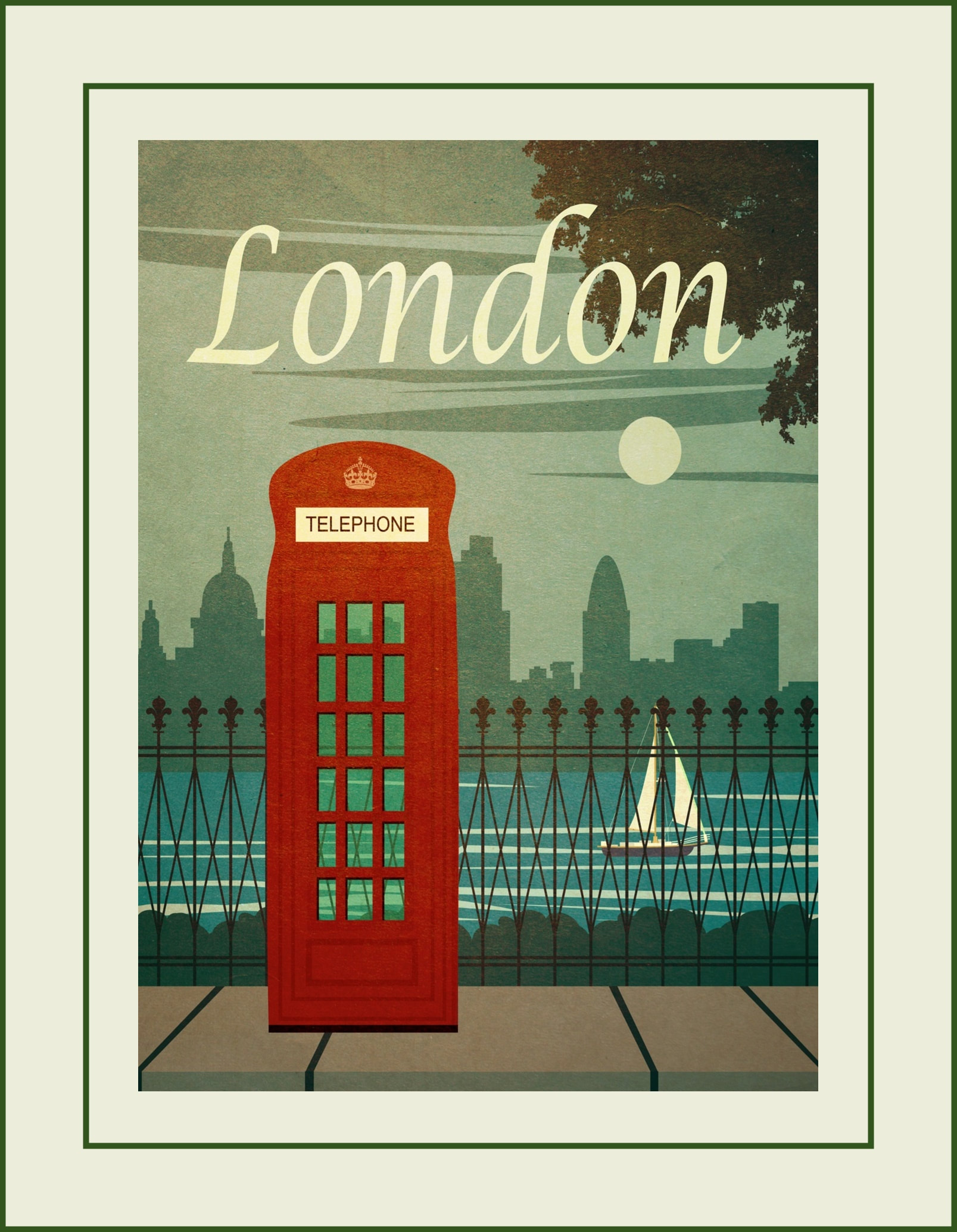 Vintage London Cityscape Poster #3, Illustration, Wall Art Print Gift ...