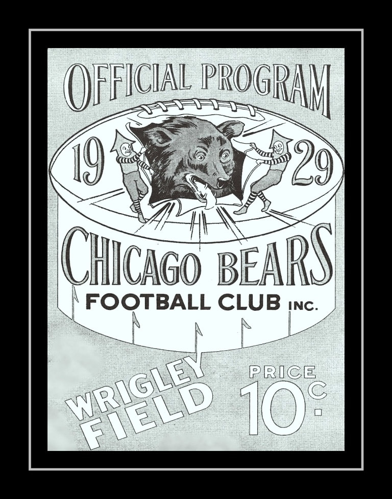 Rare Vintage 1929 Chicago Bears Poster, Black-Gray, Unique Gift